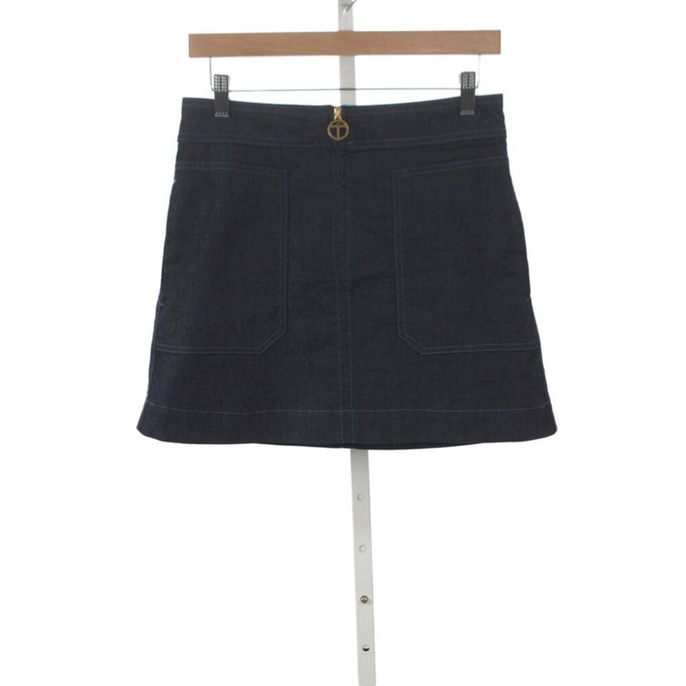 Tory Burch Women Mini Skirt Blue Cotton Zip Closure Size 0
